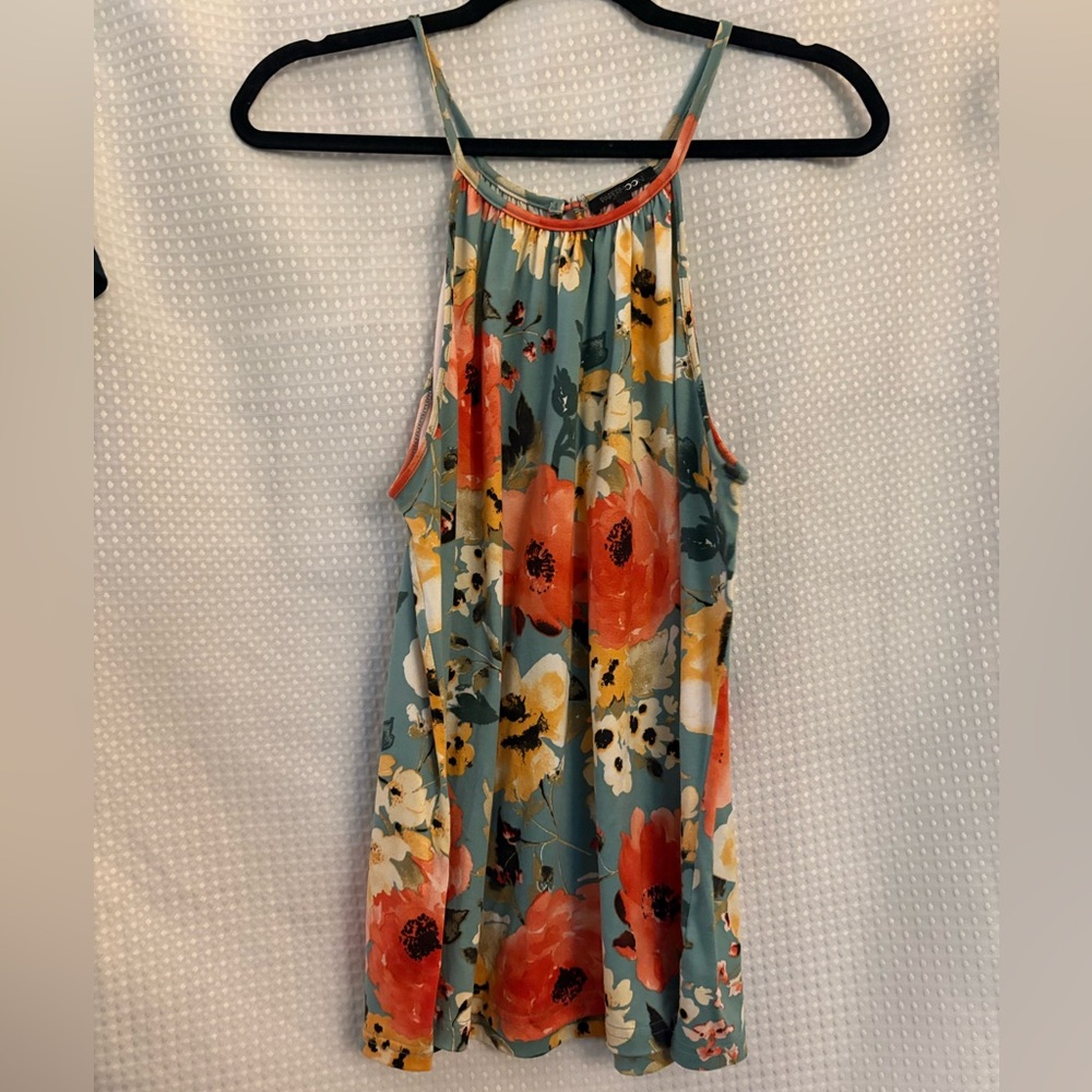Papermoon Orange and Blue Floral Tank Top